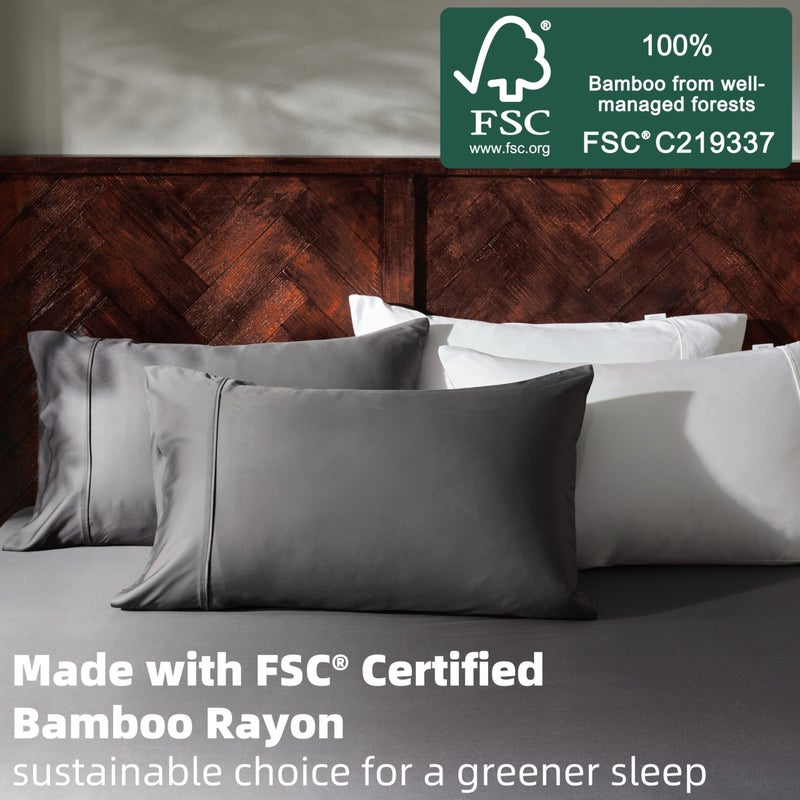 GOKOTTA Full Bed Sheets 4 Piece Set, 100% Rayon Derived from Bamboo Cooling Sheets, Breathable Soft Sheets, Fitted Sheet with Elastic Corner Straps - Image 2